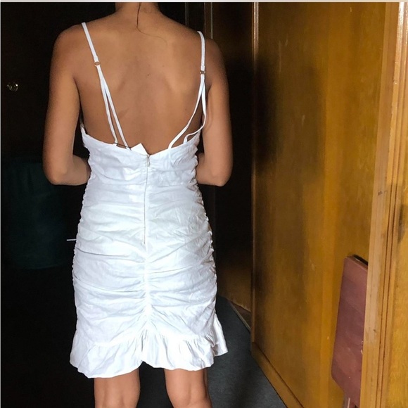 ZARA Draped Linen Blend Ruffle Hem Mini Dress - Picture 11 of 11